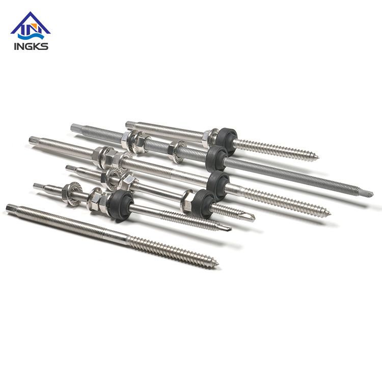 SUS 304 316 Solar Hanger Bolt อุปกรณ์เสริมแผงโซลาร์เซลล์สำหรับติดตั้งเกลียวคู่