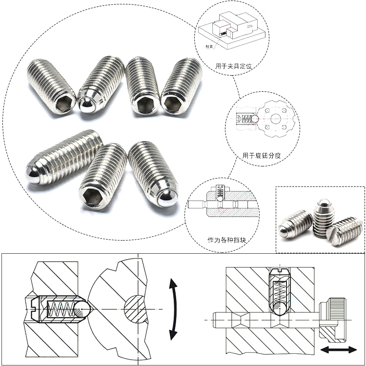 องค์ประกอบล็อคไนลอนความแม่นยำสูง Slotted Spring Pin Plunger