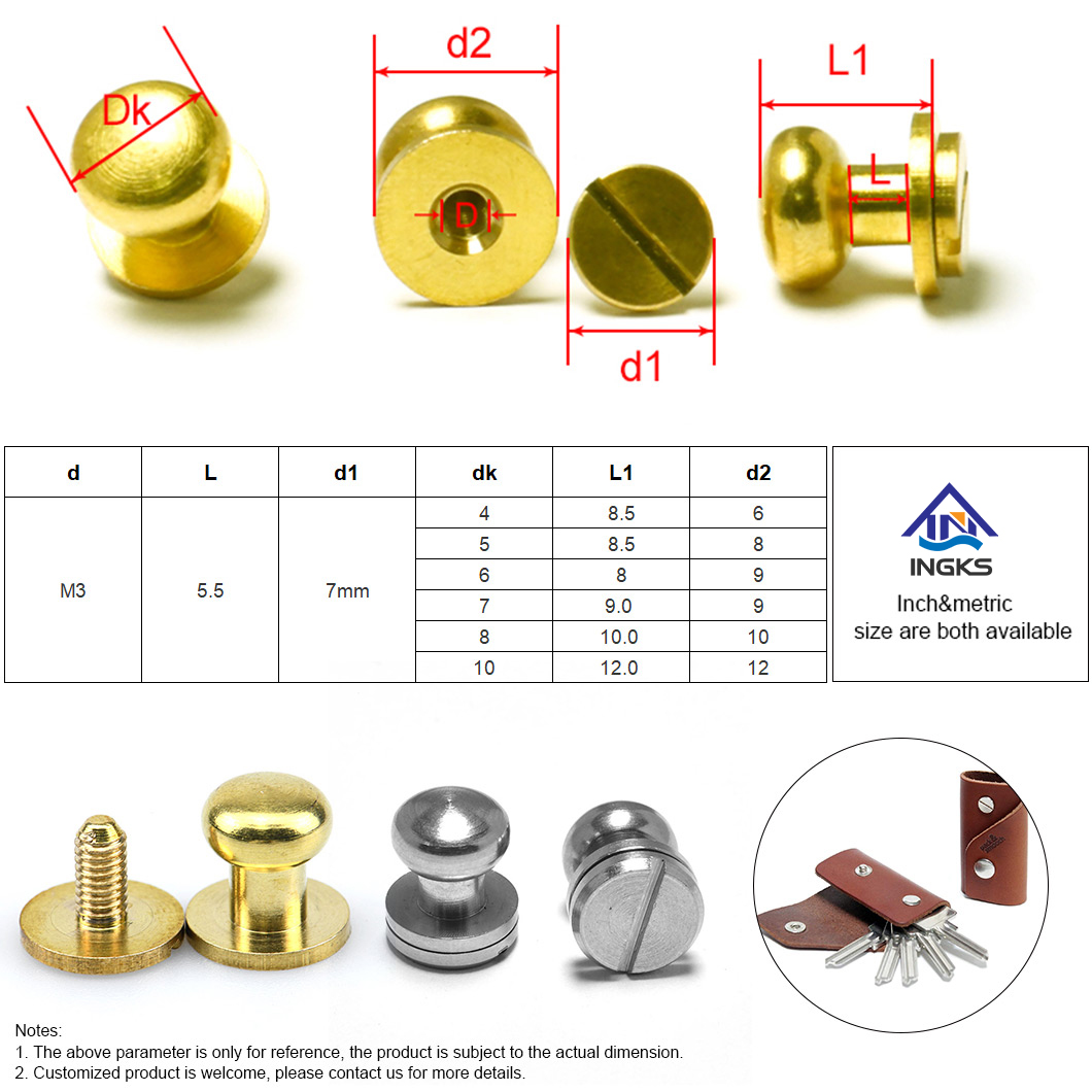 สกรูตัวเมียหัวกลมทองเหลือง + สกรูตัวผู้หัวแบน Slotted-6A-13B1