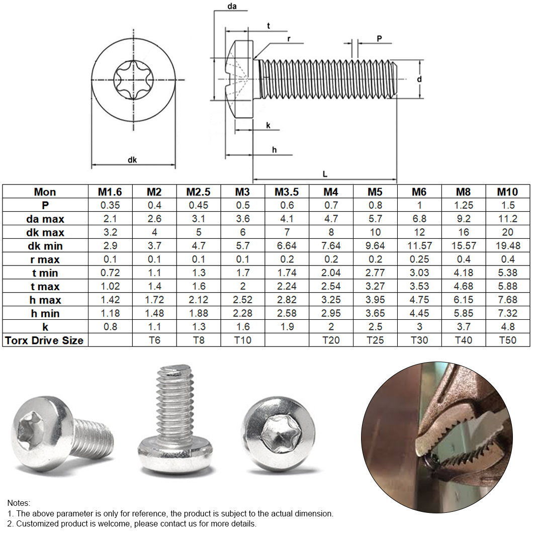 SS304 SS316 ขนาดนิ้ว Torx Pan Head สกรูเครื่องป้องกันการโจรกรรม (2)