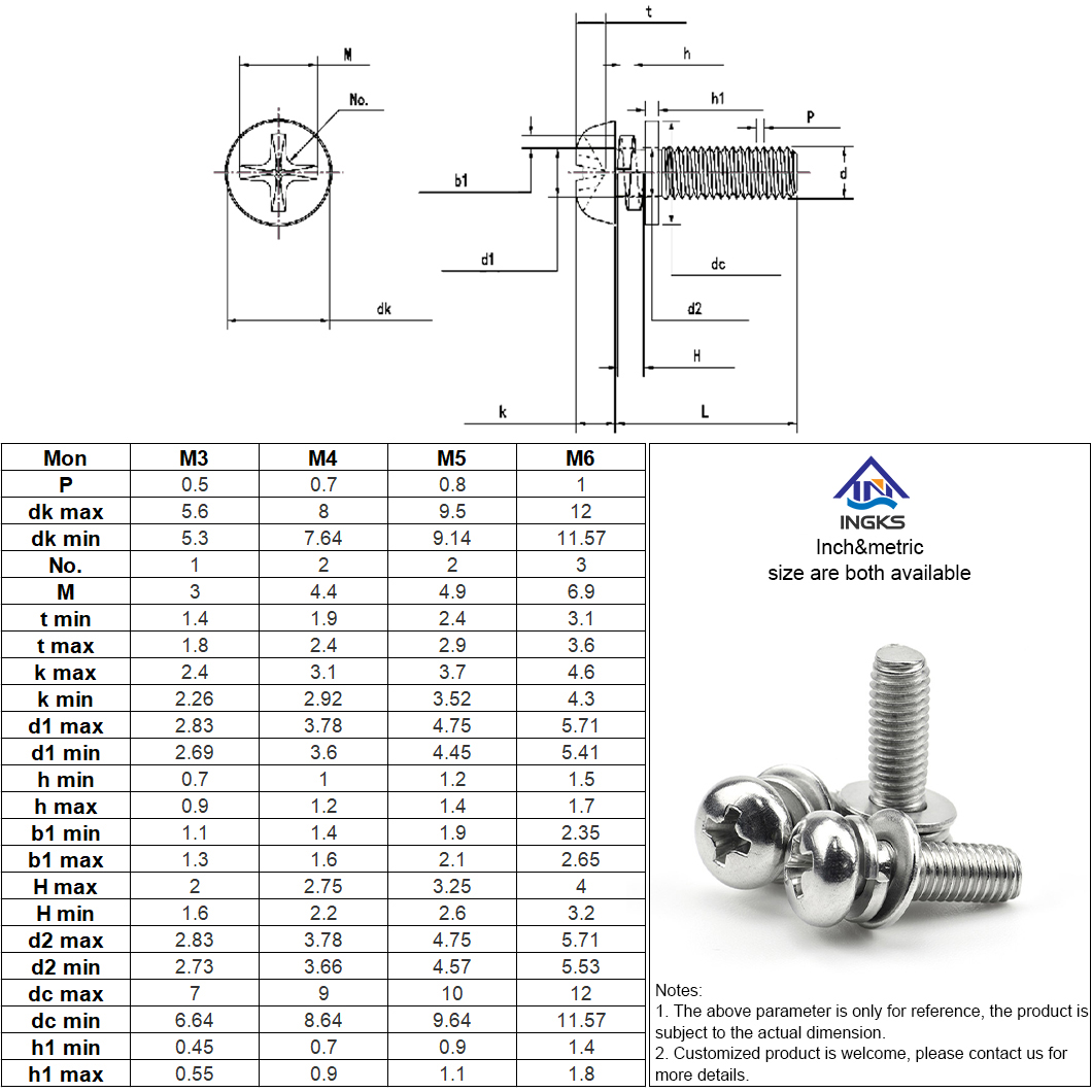 A2 A4 หัวกระทะฟิลลิปส์พร้อมสกรูประกอบเครื่องซักผ้า (5)