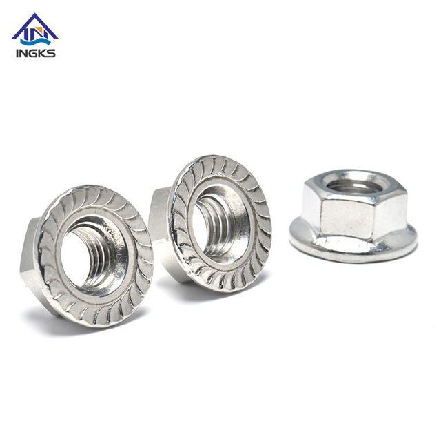 DIN6923 M5-M20 Hex Nut สแตนเลส 304 316 Hex Flange Nut Self-Locking Serrated