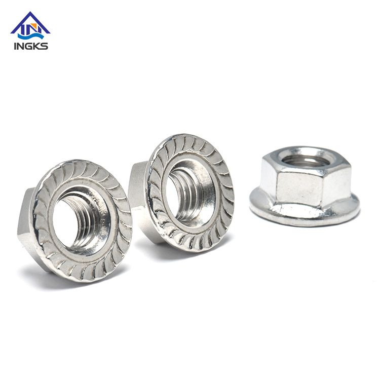 DIN6923 M5-M20 Hex Nut สแตนเลส 304 316 Hex Flange Nut Self-Locking Serrated