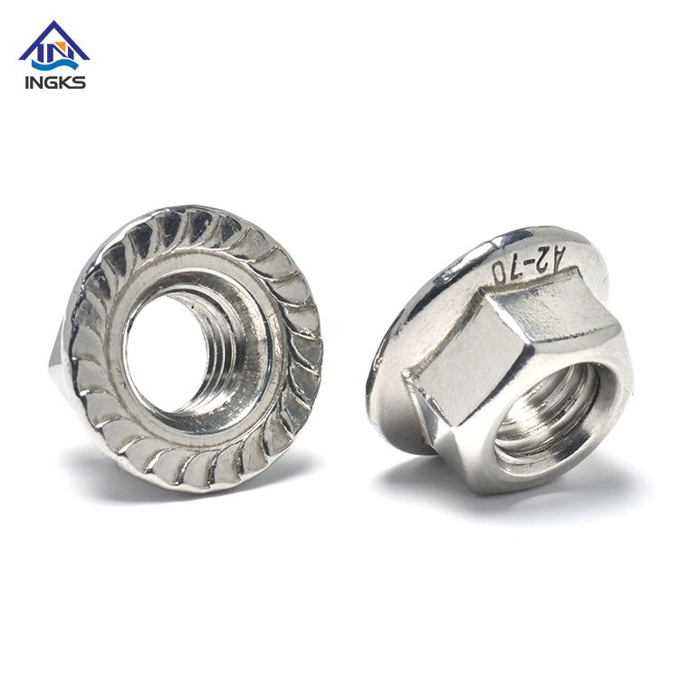 DIN6923 M5-M20 Hex Nut สแตนเลส 304 316 Hex Flange Nut Self-Locking Serrated