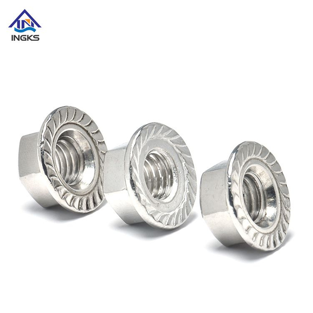 DIN6923 M5-M20 Hex Nut สแตนเลส 304 316 Hex Flange Nut Self-Locking Serrated