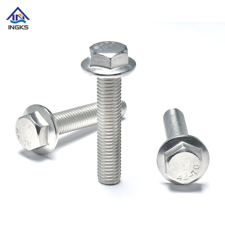 สแตนเลส 304 316 DIN 6921 หน้าแปลนหกเหลี่ยม Bolt Hex Washer Head 